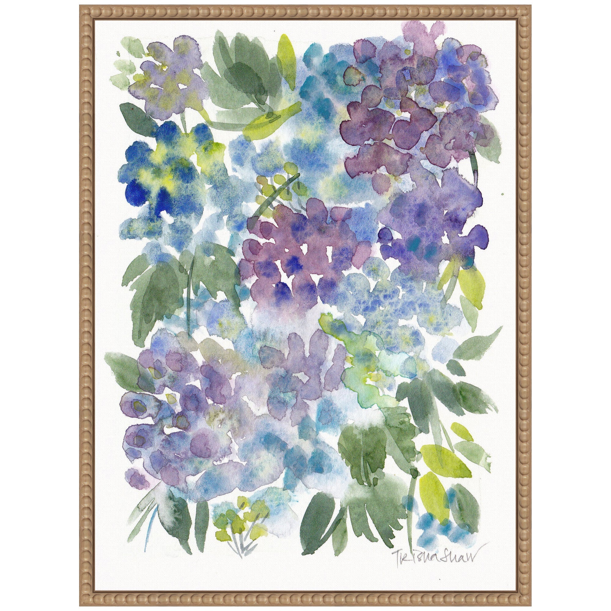 Sylvie Watercolor Purple Hydrafloral Framed Canvas by Patricia Shaw