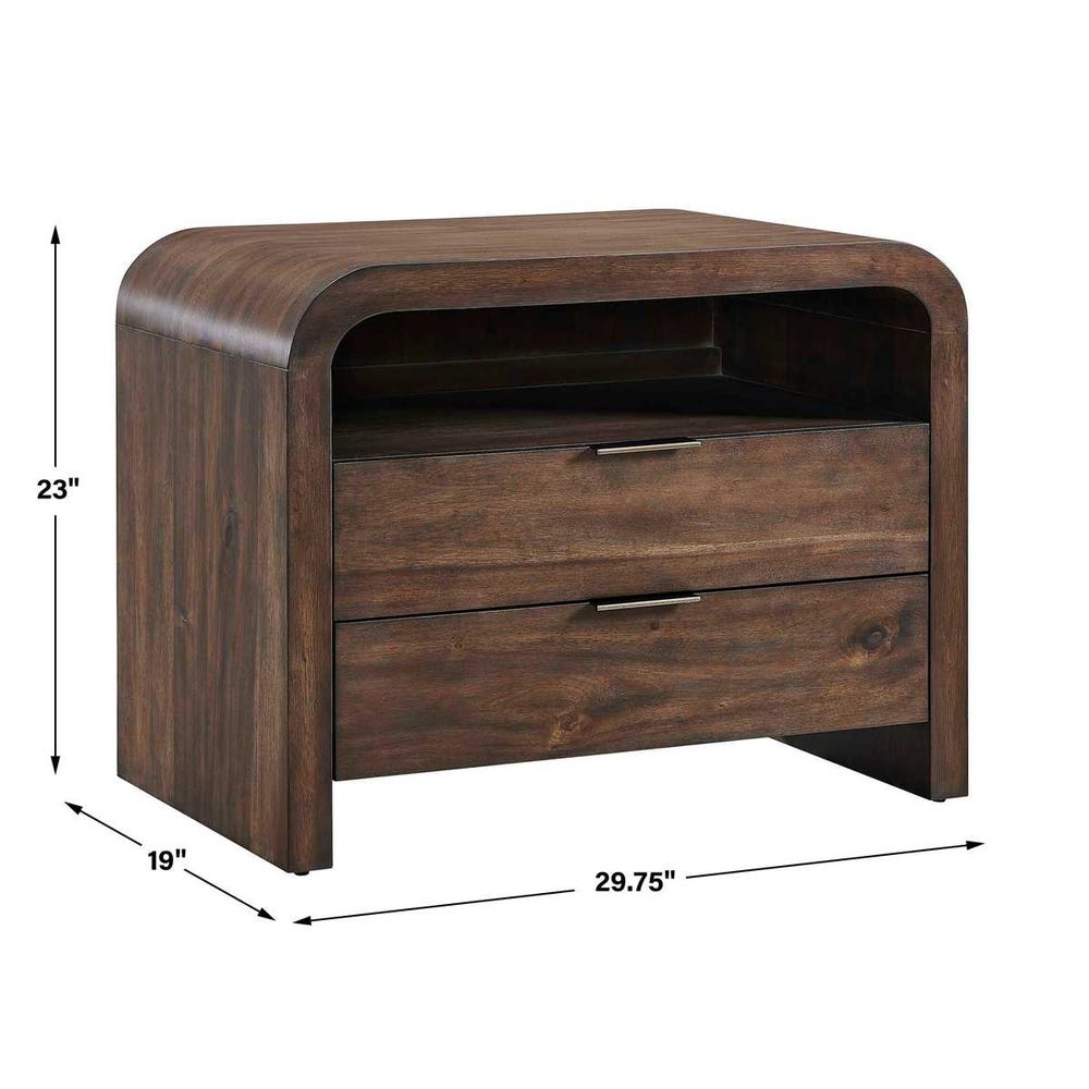 Hargrove Curved Walnut Accent Side Table