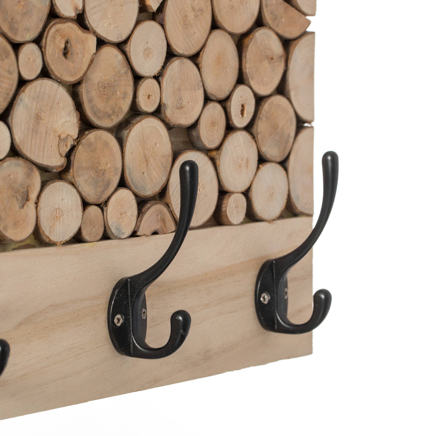 Natural Wood Hook Rack with Five Hooks for Entryway,
