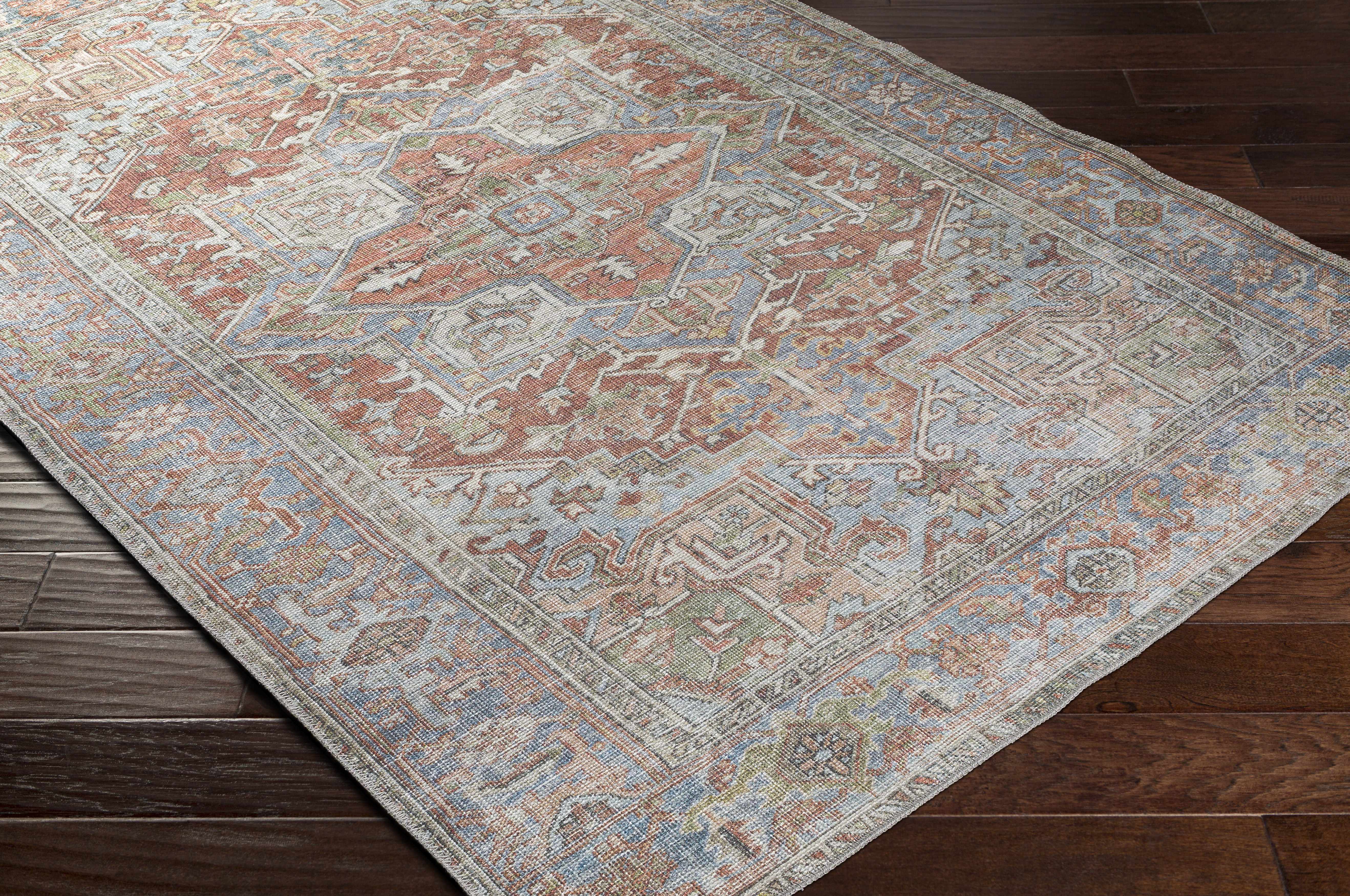 Maayon Medallion Rust Washable Area Rug