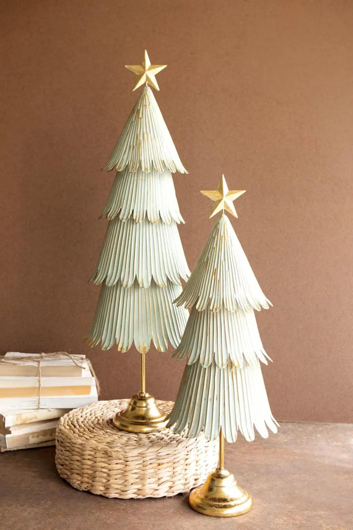 Auremont Antique Gold Christmas Topiary Sculptures – Set of 2
