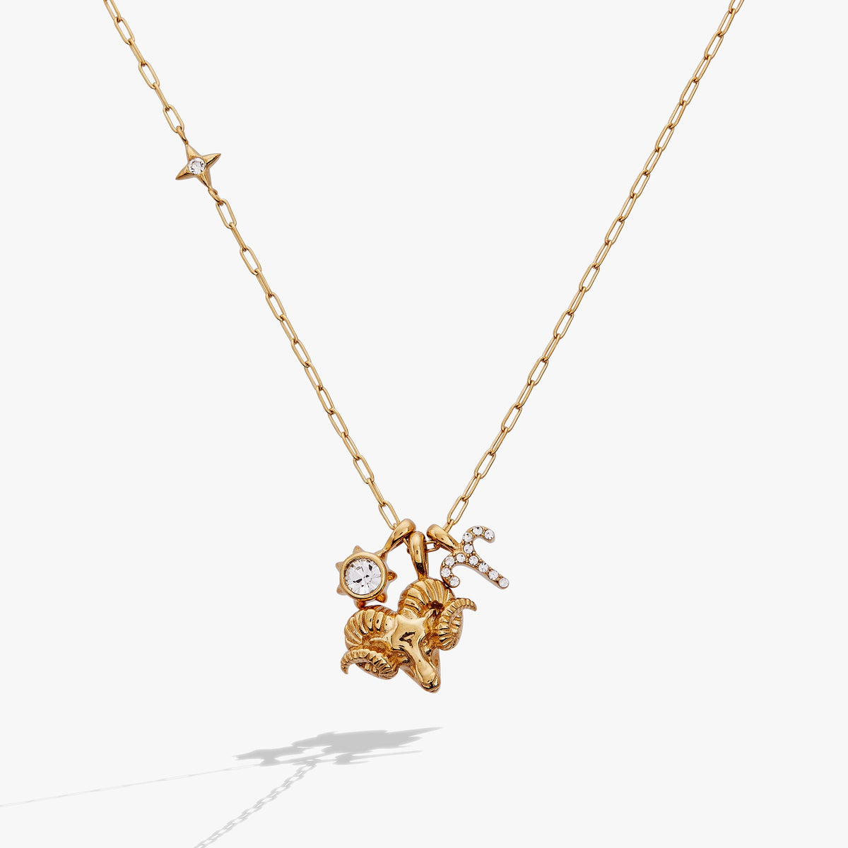 Aries Zodiac Charm Cluster Necklace