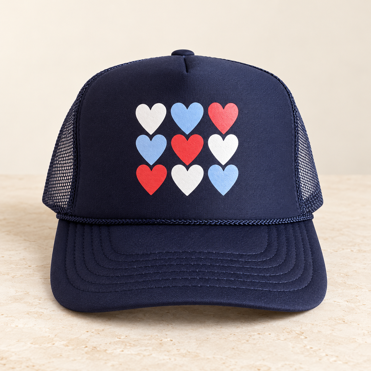 Tic Tac Heart - Navy Trucker — studio product photo