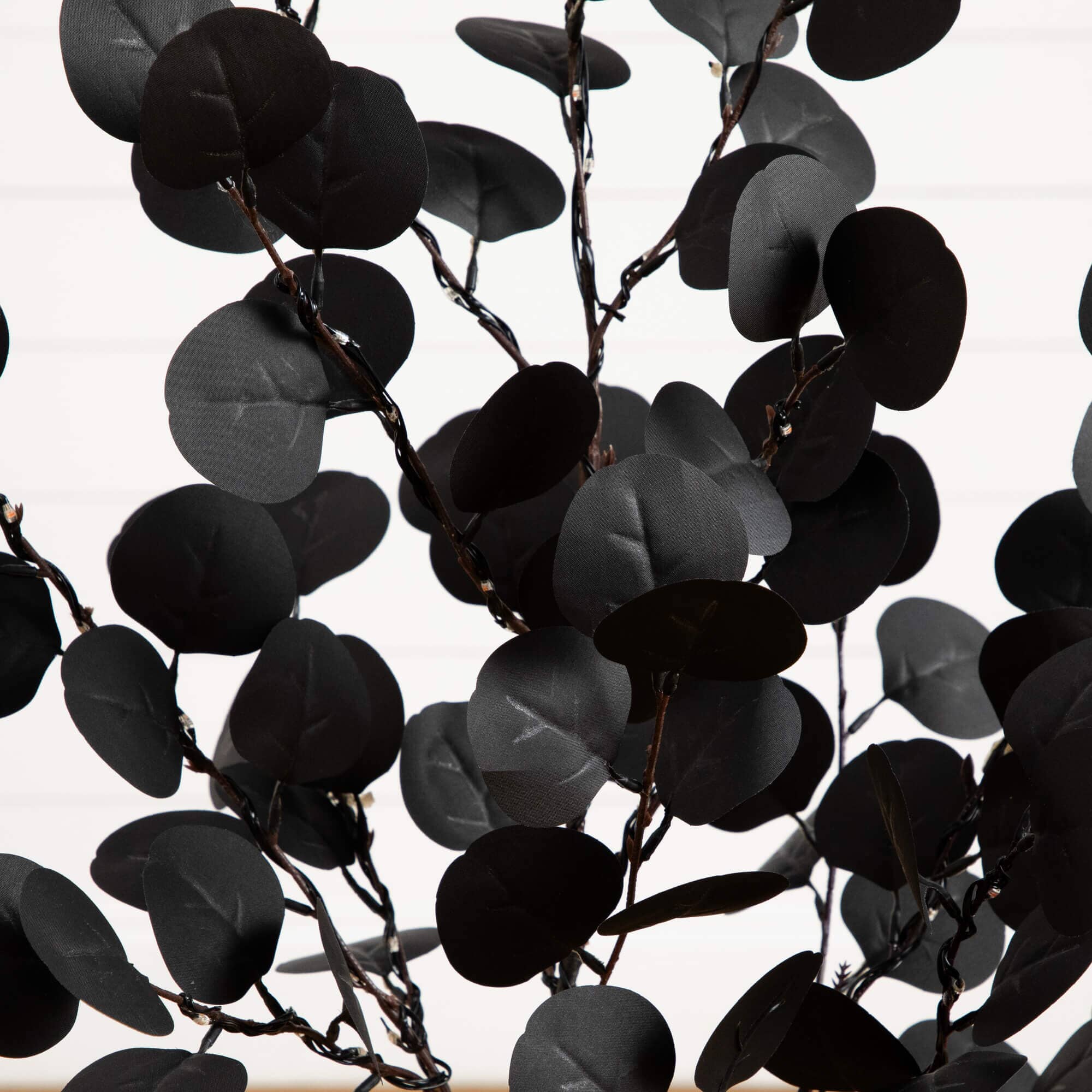 3' Pre-Lit Artificial Halloween Black Eucalyptus Tree with 80 Orange & Purple LED Lights