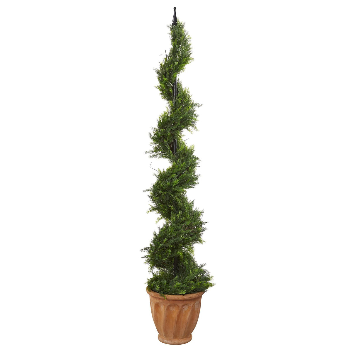5’ Cypress Artificial Spiral Topiary Tree in Terra-Cotta Planter