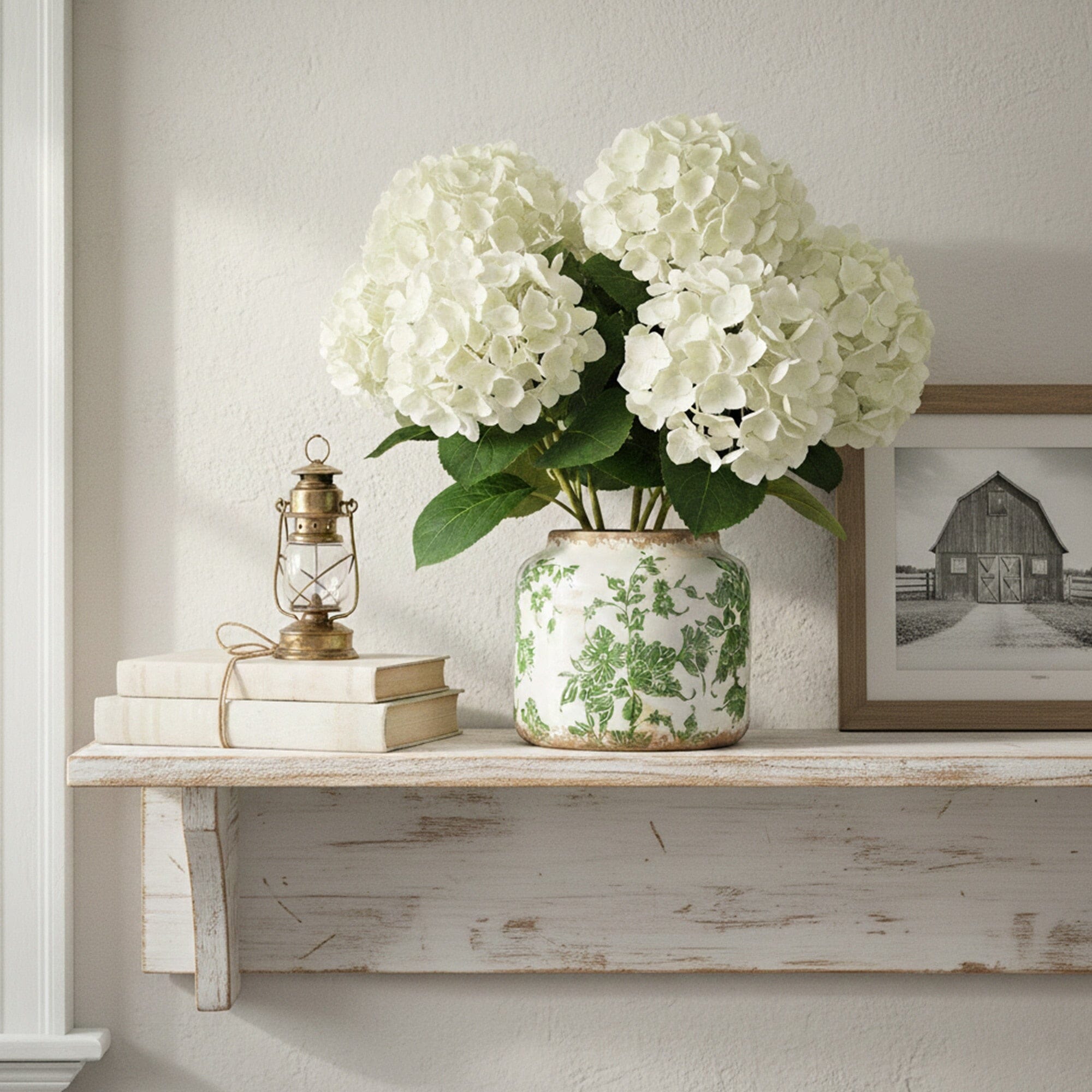 5.5” Floral Tuscan Ceramic Green Scroll Planter