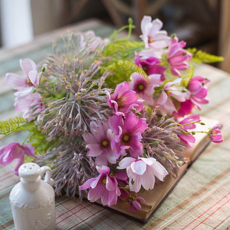 Artificial Silk Flower Bouquet Pink Daisy 20" Tall