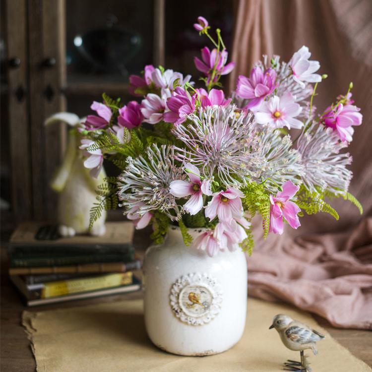 Artificial Silk Flower Bouquet Pink Daisy 20" Tall
