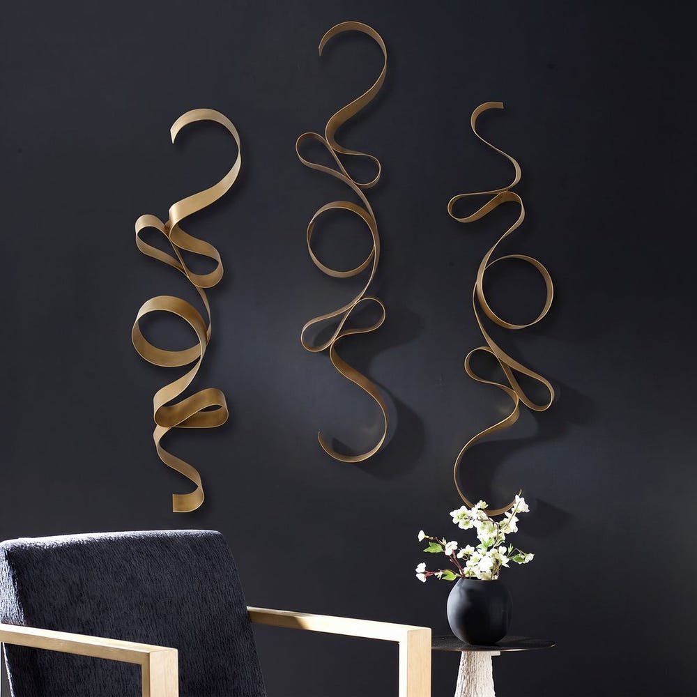 Aureline Golden Calligraphy Metal Wall Sculpture