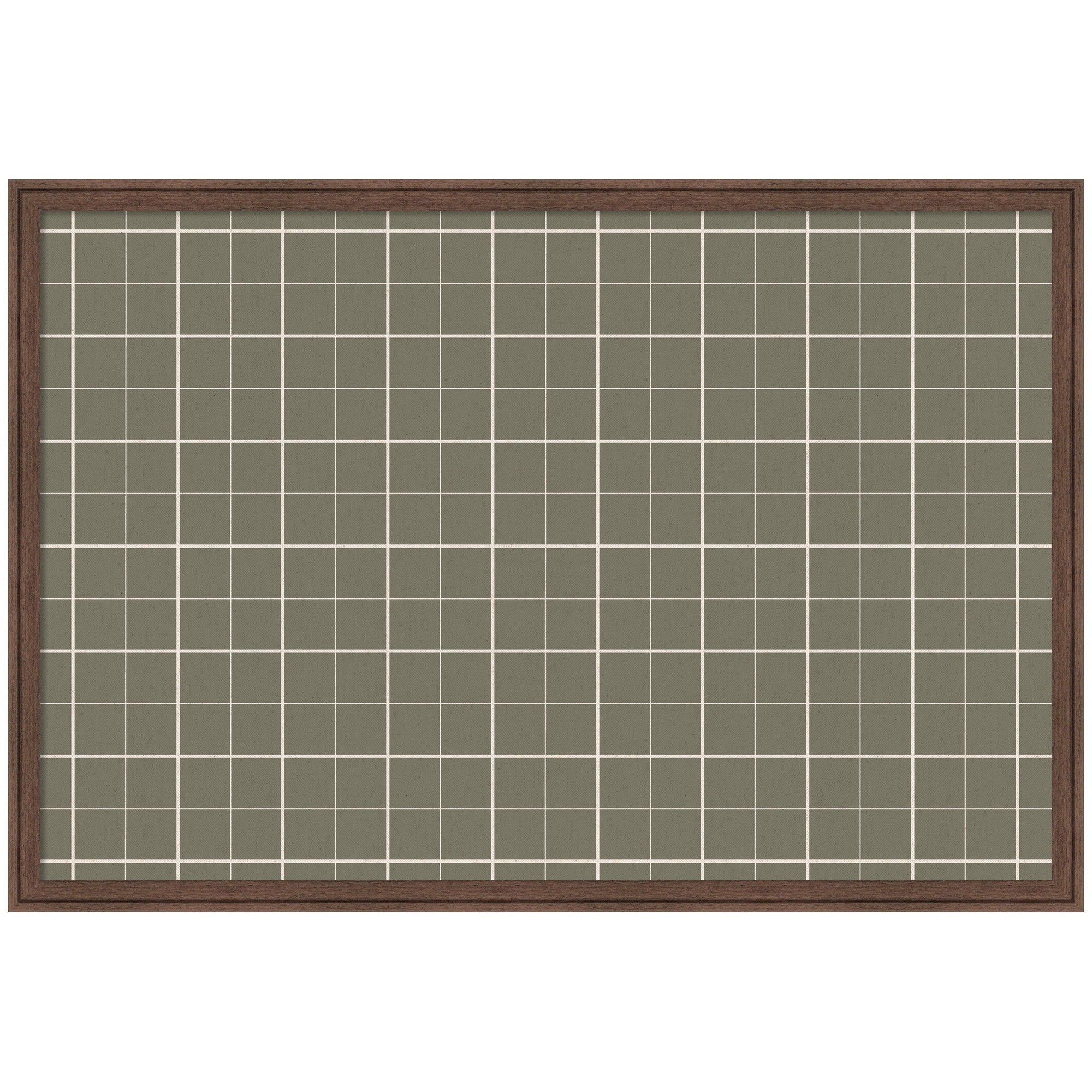 Framed Fabric Pinboard Sage Green Plaid Wall Organization
