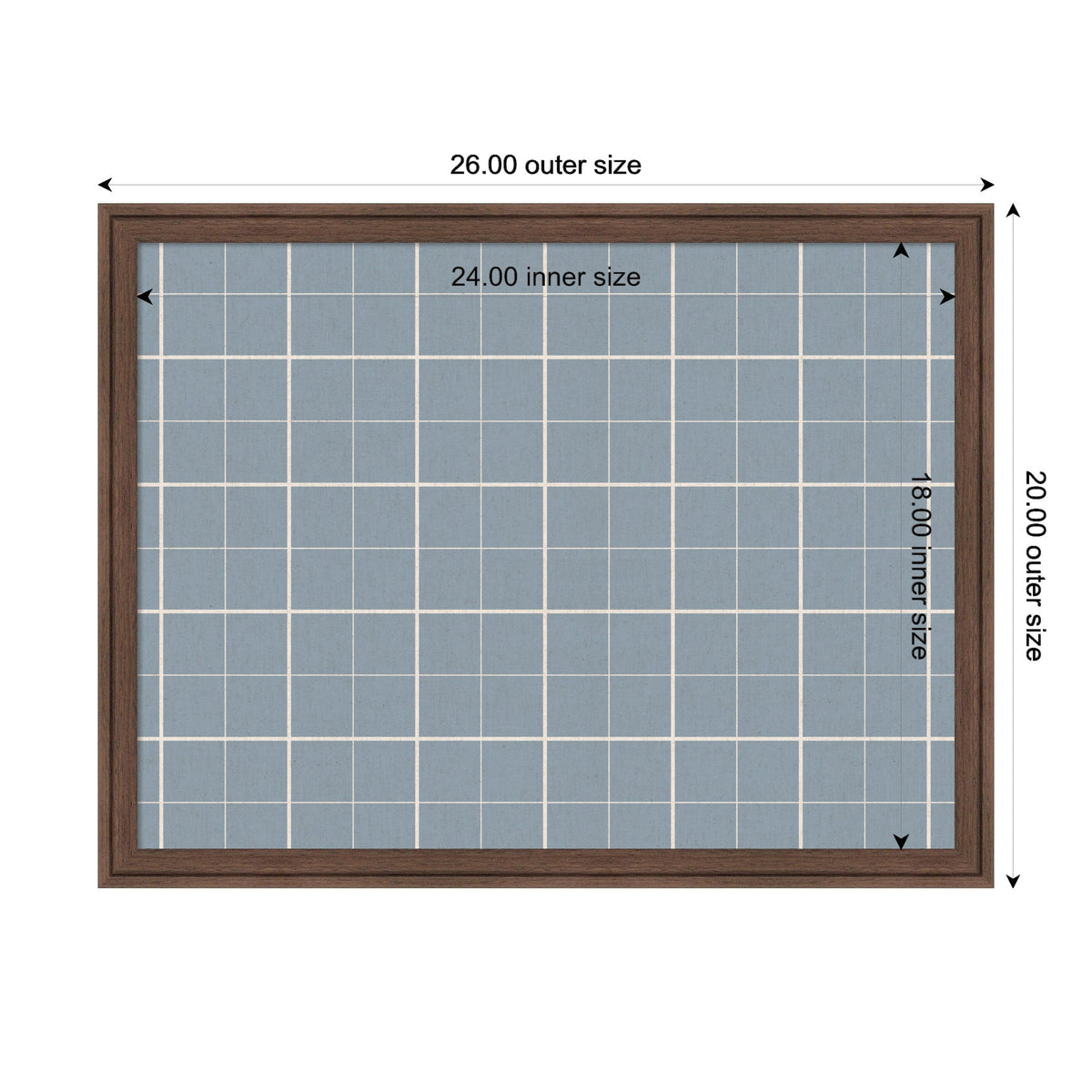 Framed Fabric Pinboard Light Blue Plaid Wall Organization