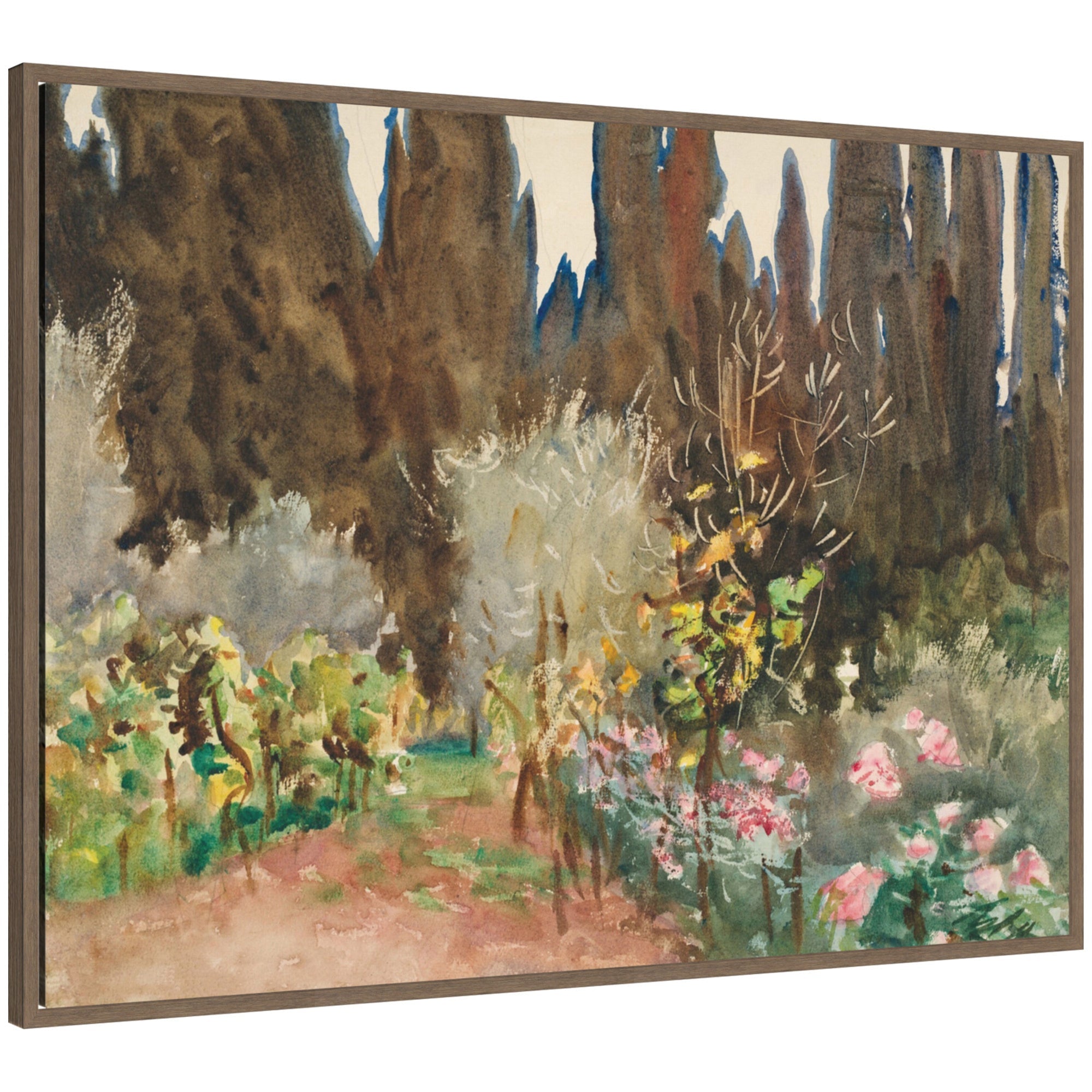 Gardens at Florence circa 1910 John Singer Sargent by Nostalgia Prints Framed Canvas Wall Art Print