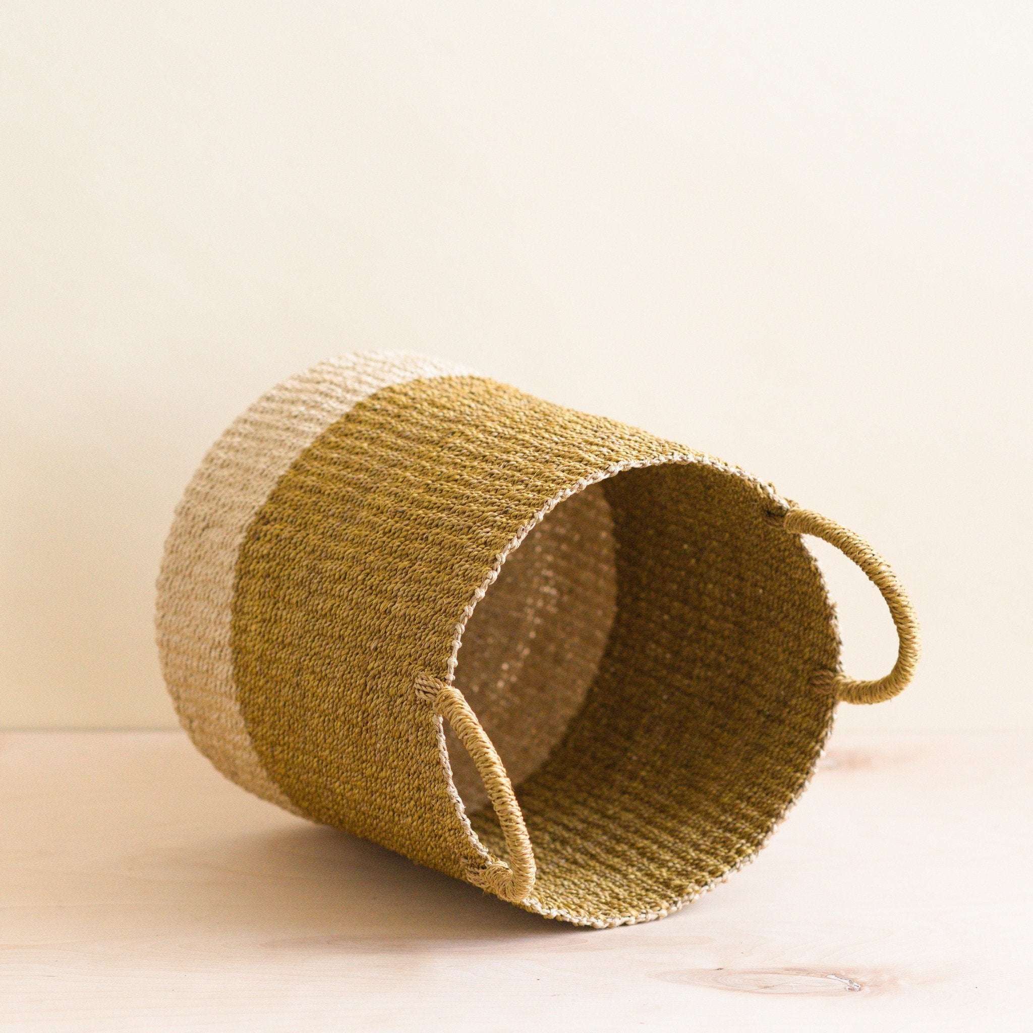 Mustard Floor Basket with Handle - Natural Baskets | LIKHÂ