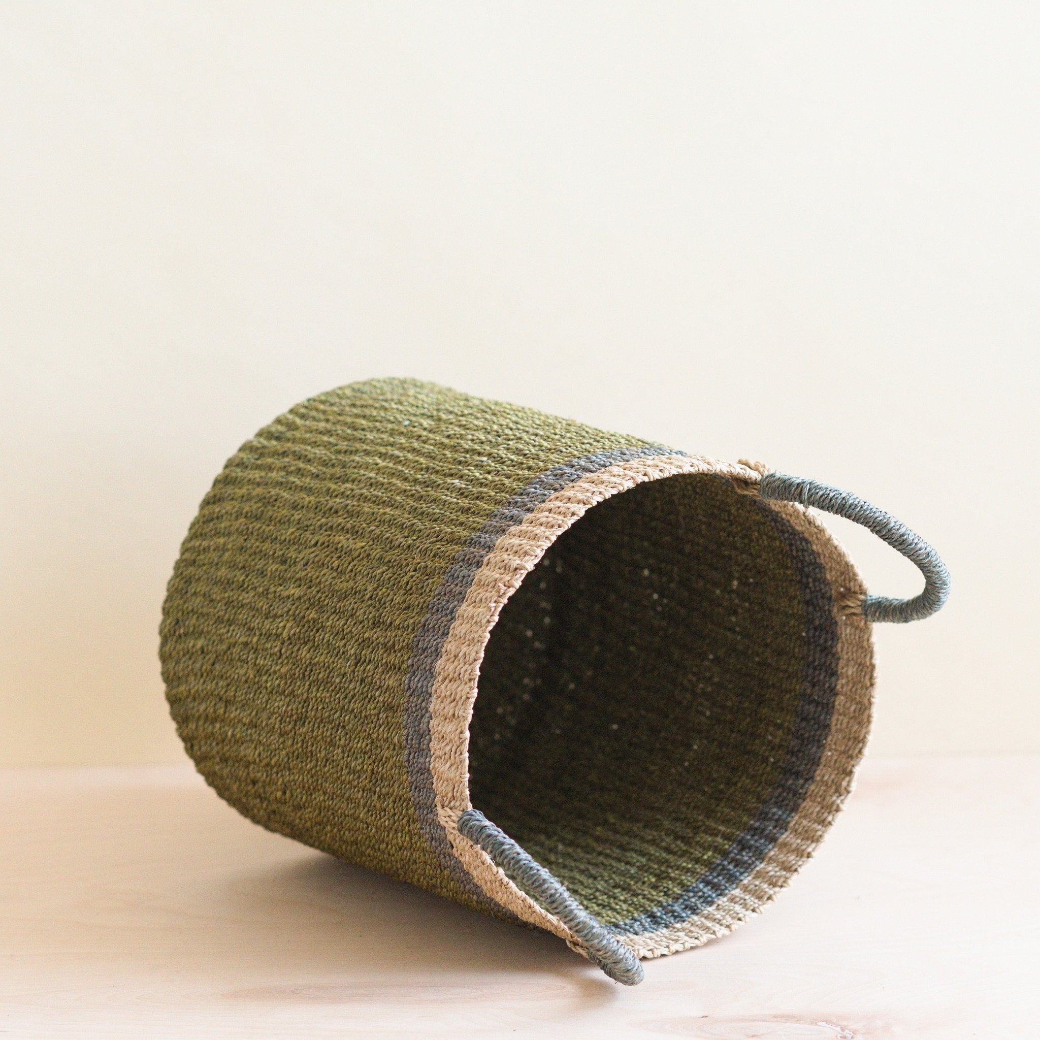 Olive Floor Basket with Handle - Handwoven Basket | LIKHÂ
