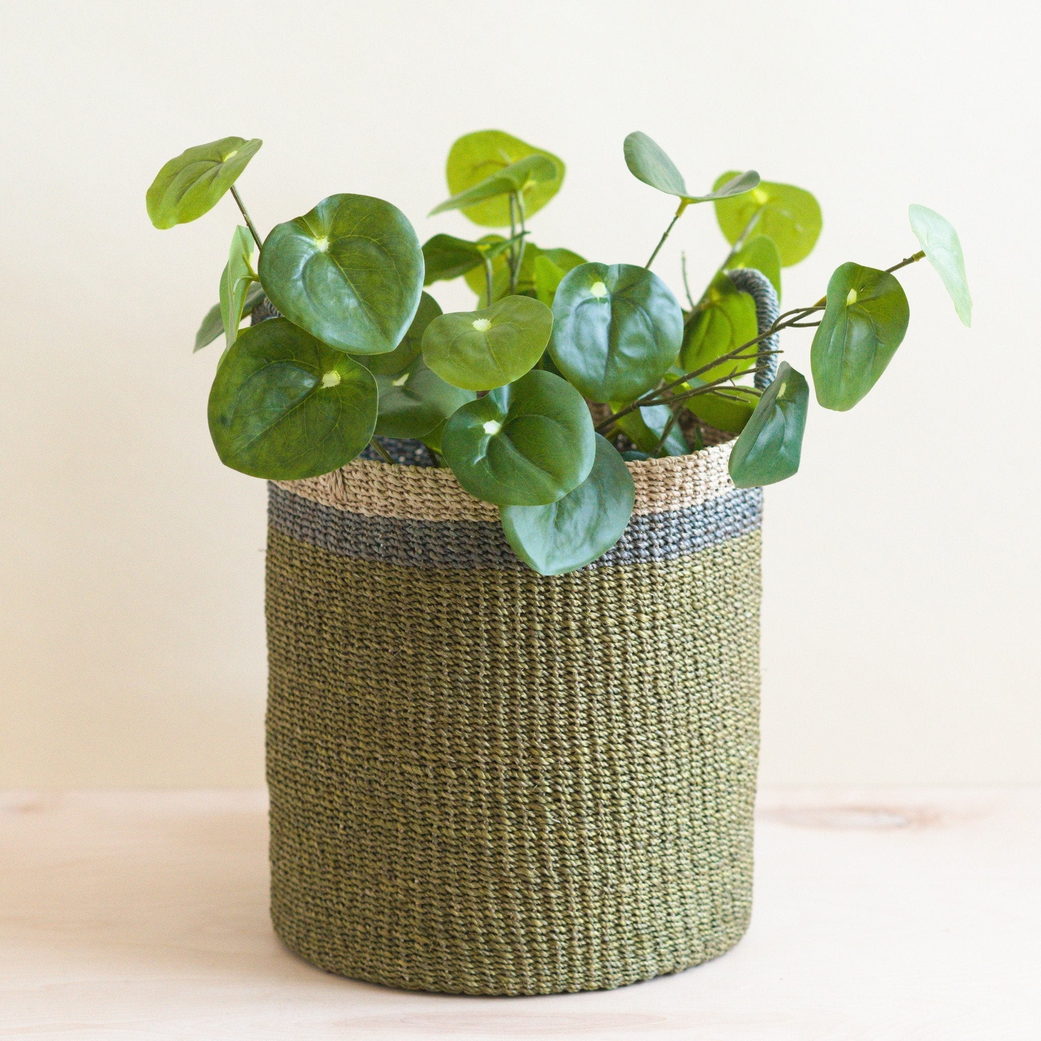 Olive Floor Basket with Handle - Handwoven Basket | LIKHÂ