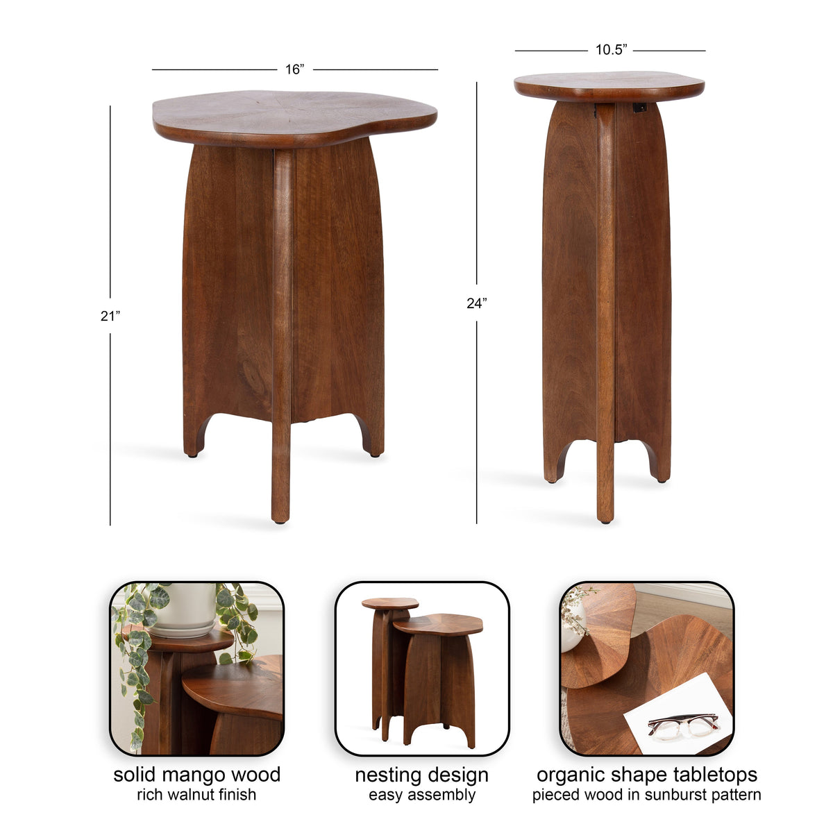 Kanna Wood 2pc Table Set