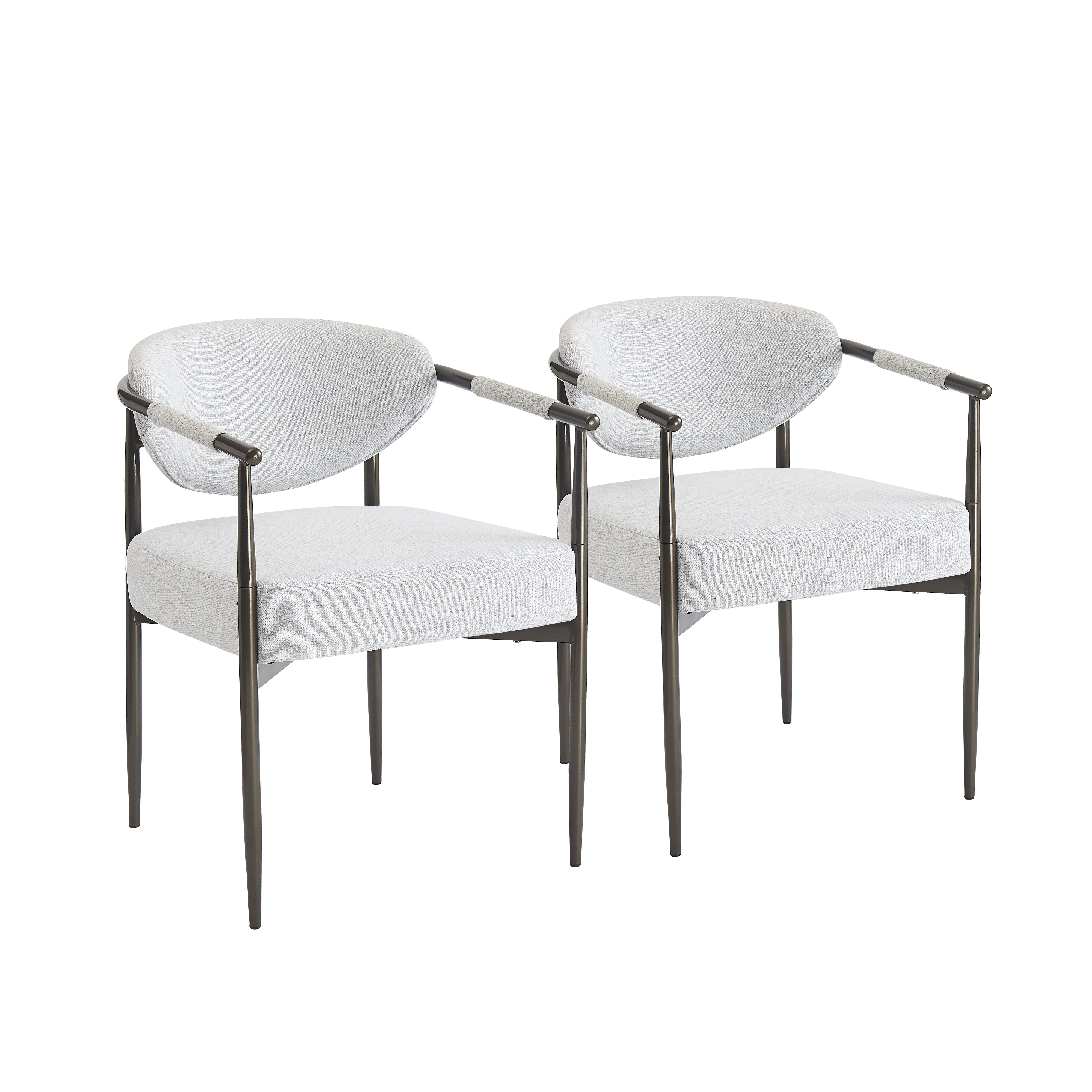 Modern Dining Chairs Set of 2 with Bronze Iron Frame