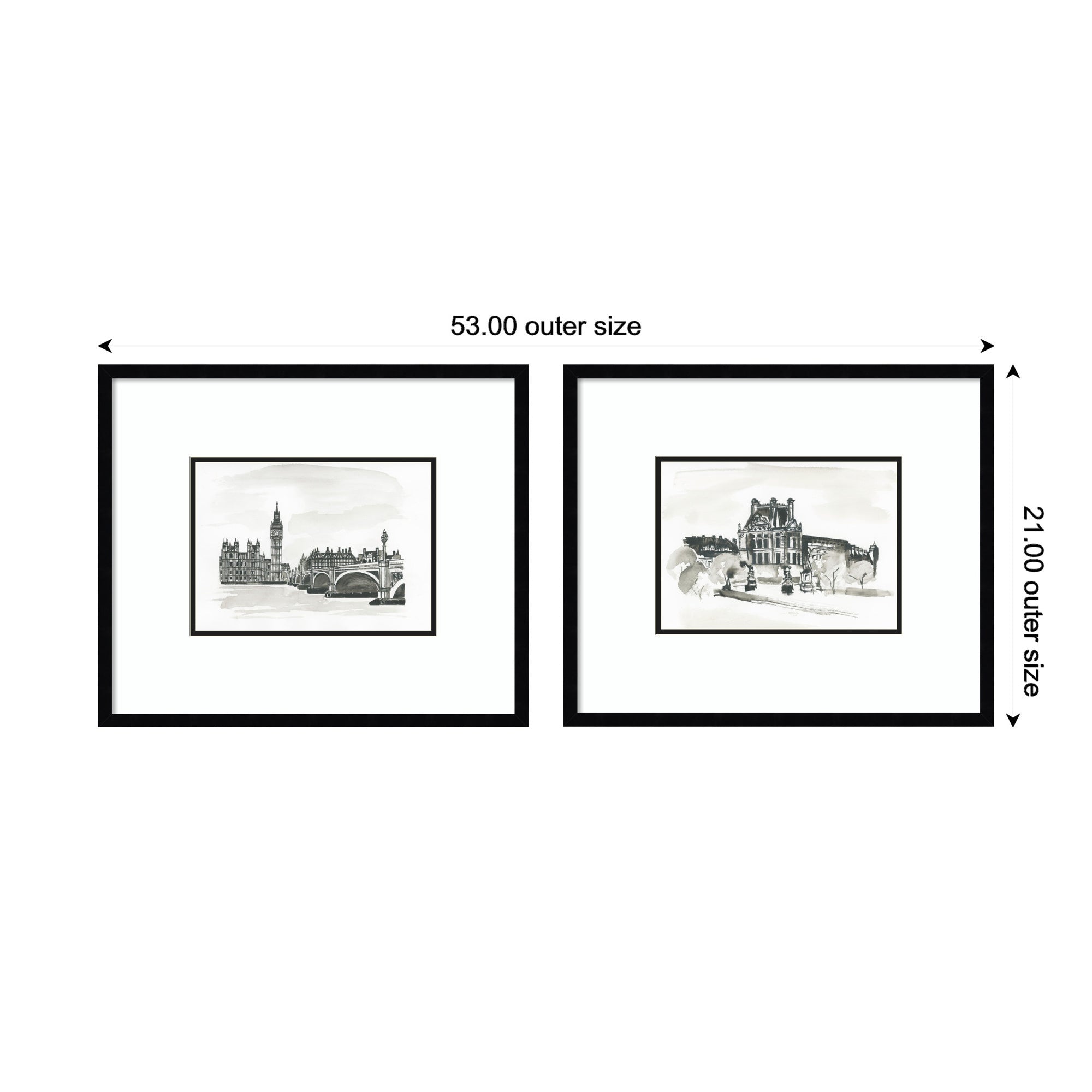 Vintage Postcard London & Paris 2 Piece Framed Wall Art Print Set by Teju Reval