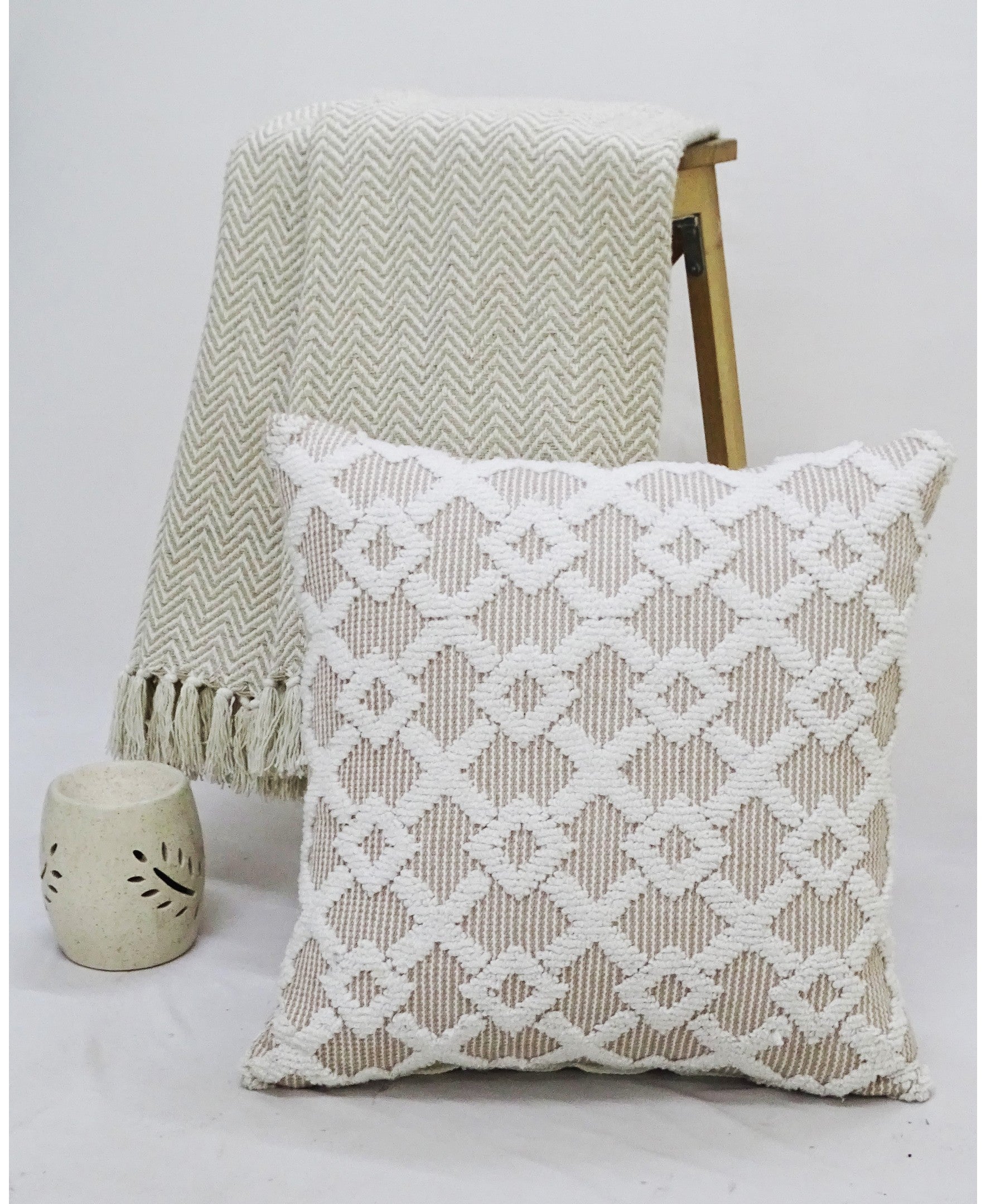Decorative Beige Accent Throw Pillow 20"x20"