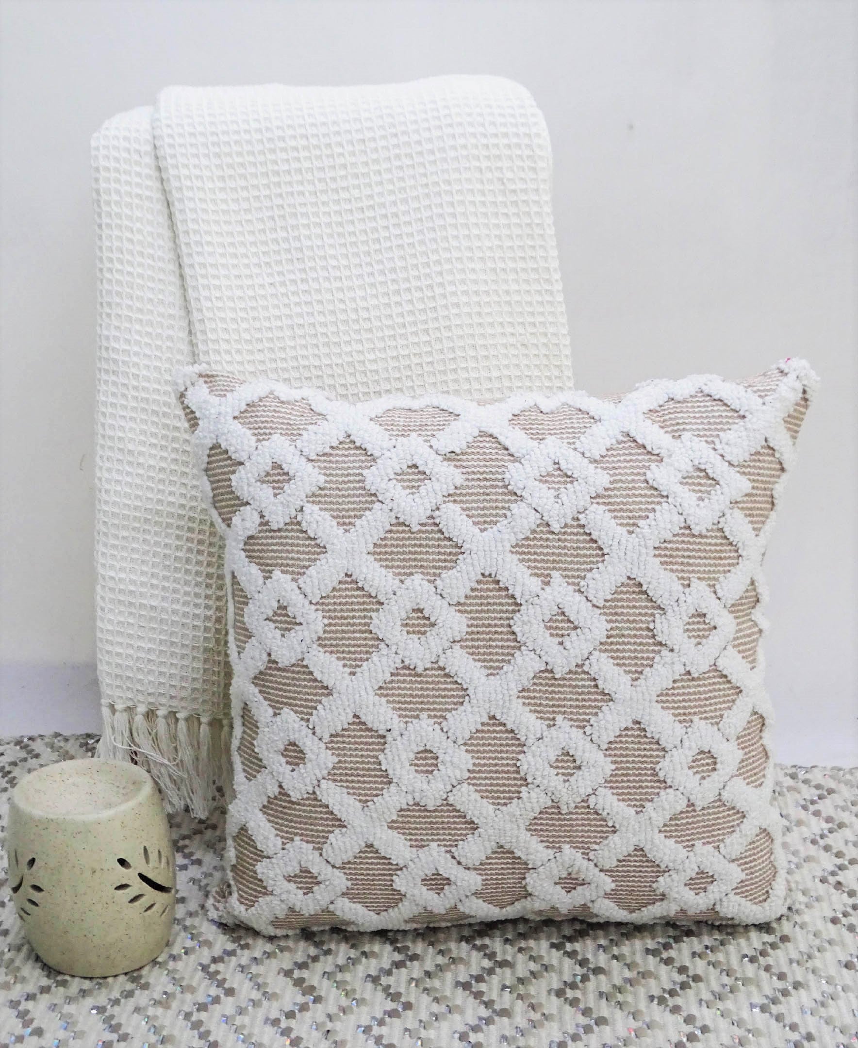 Decorative Beige Accent Throw Pillow 20"x20"
