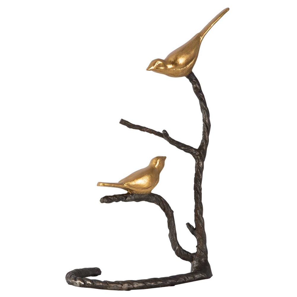 Metallic Gold Bird Branch Sculpture