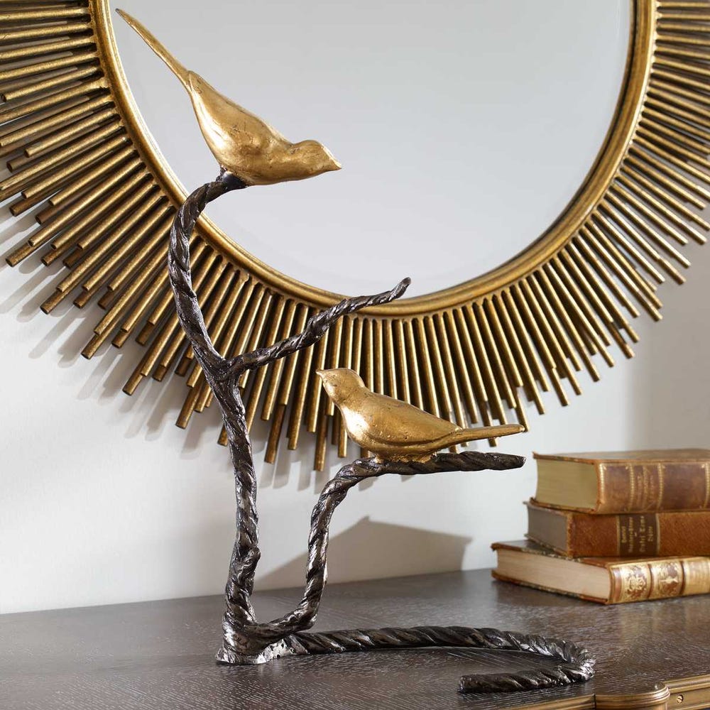Metallic Gold Bird Branch Sculpture