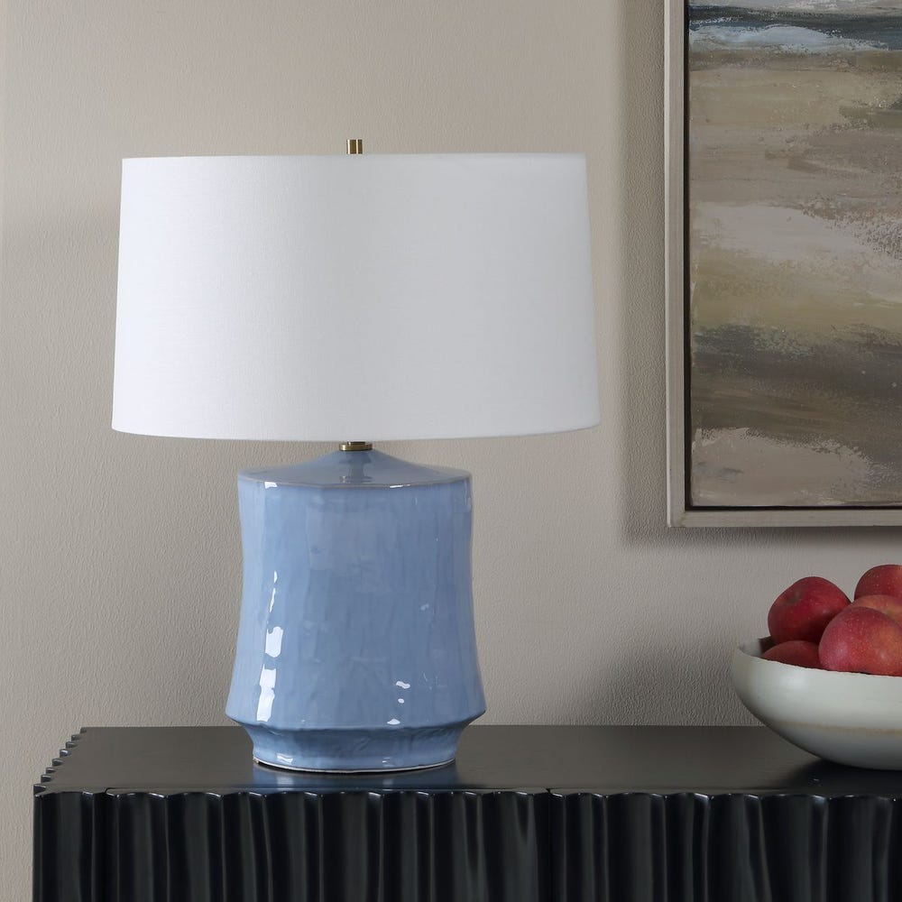Textured Powder Blue Table Lamp