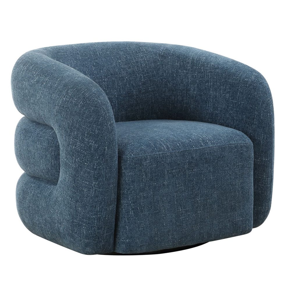 Channeled Blueberry Chenille Swivel Chair