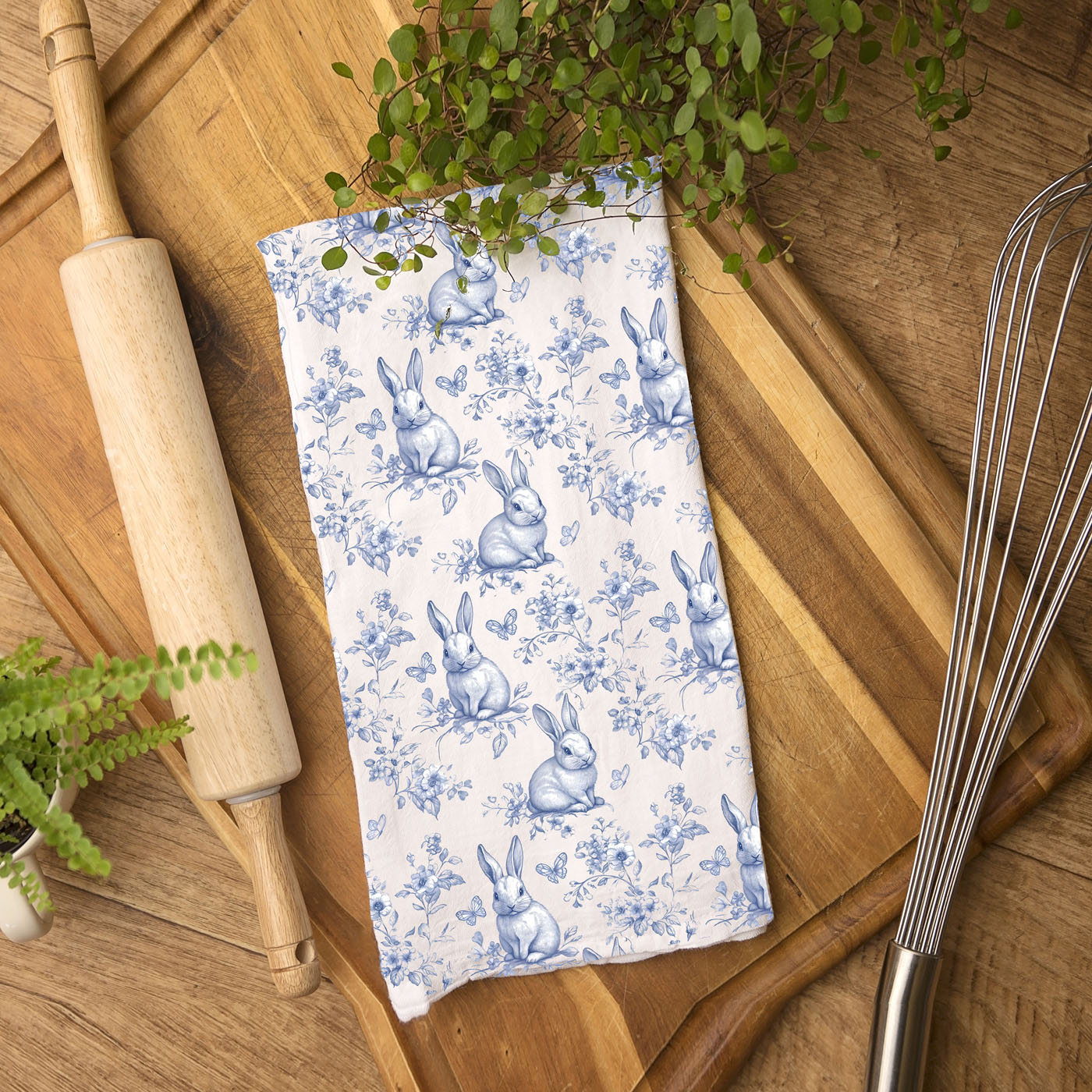 Blue Toile Towel
