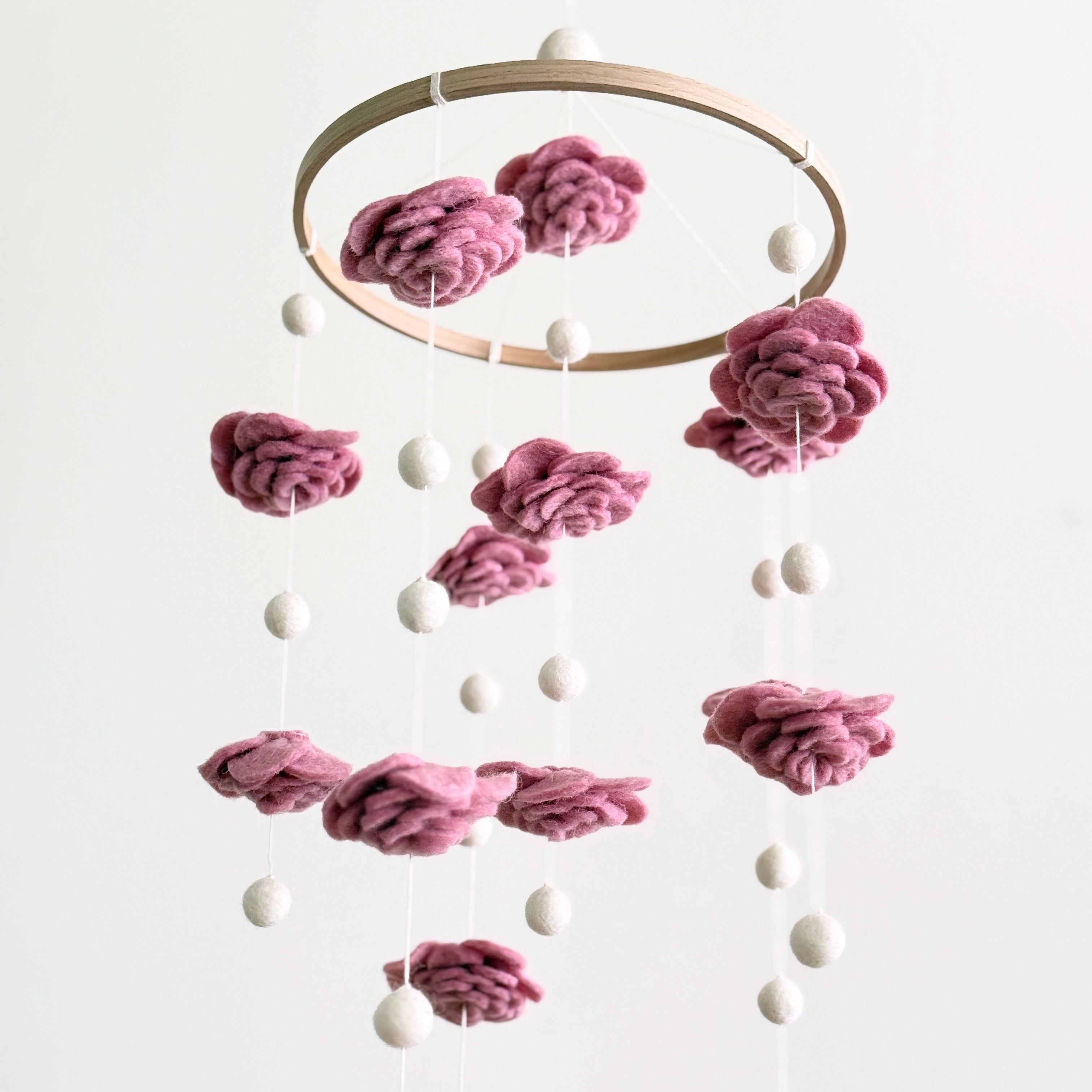 Blush Rose Flower Baby Mobile