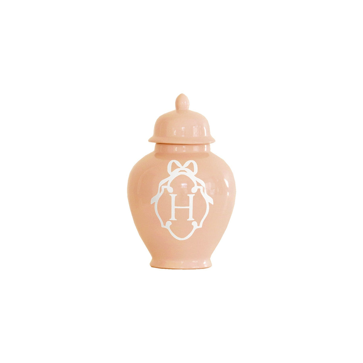 Bow Monogram Ginger Jars in Coral