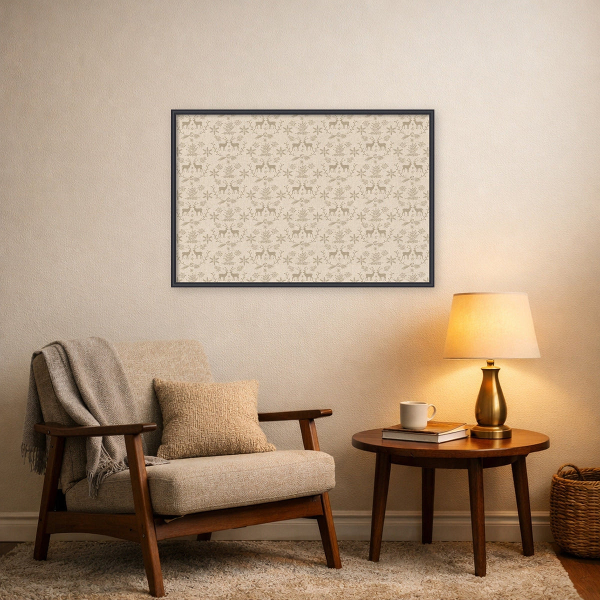 Framed Fabric Magnetic Board Reindeer Linen Wall Organization