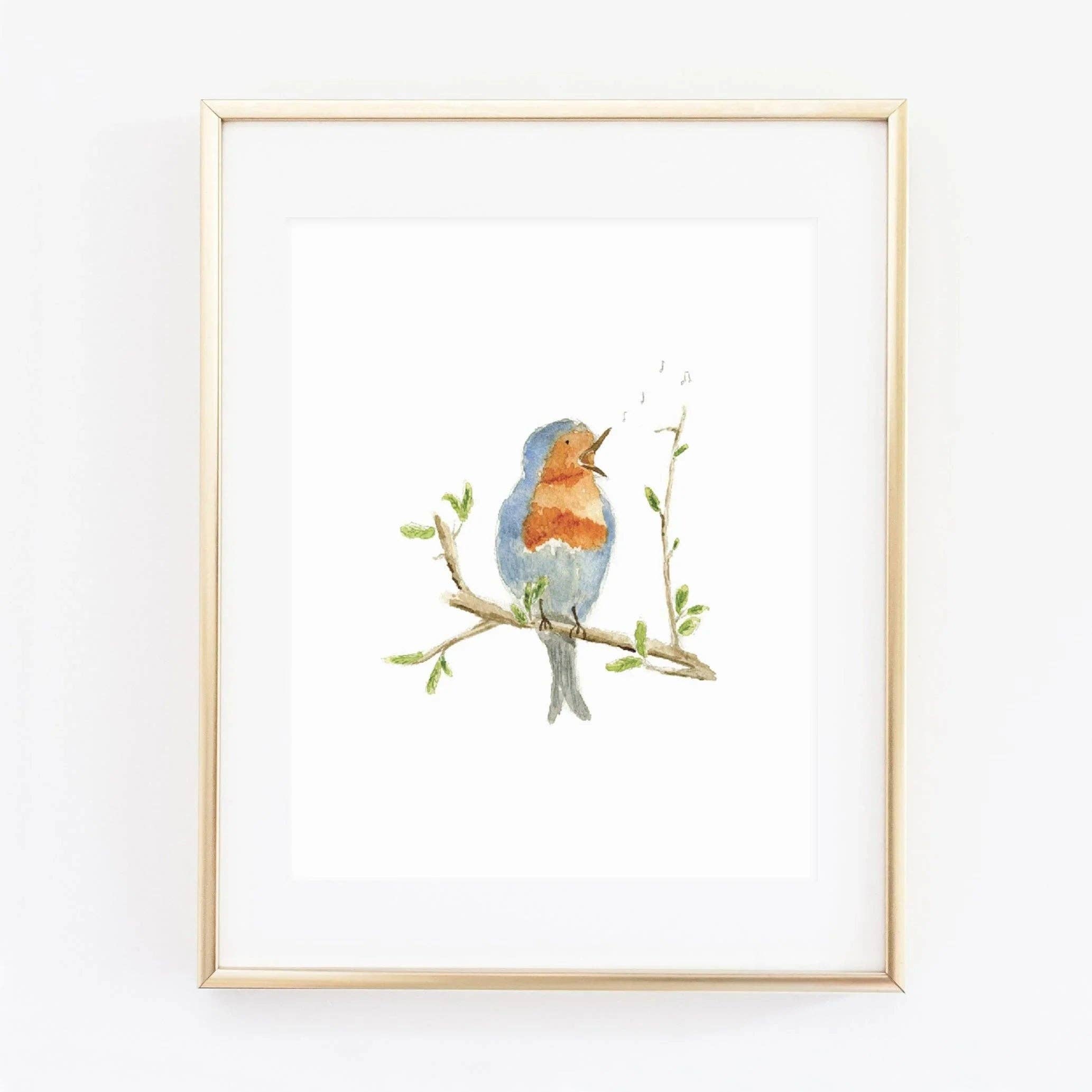 Songbird watercolor wall art print
