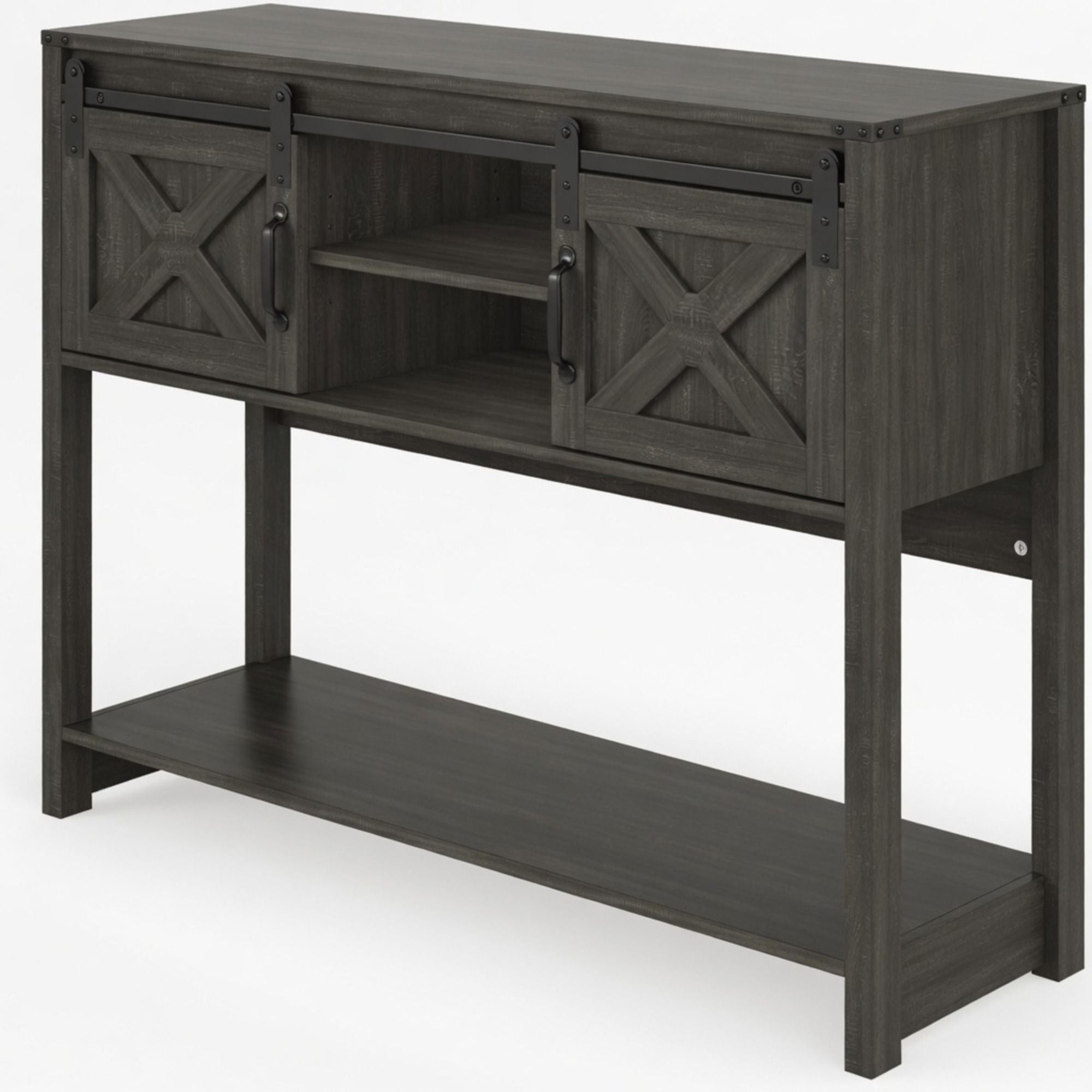 Farmhouse Entryway Table With Sliding Barn Door