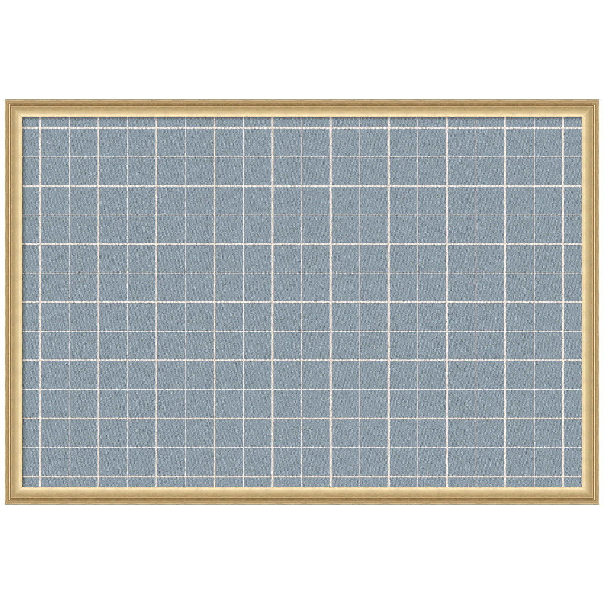 Framed Fabric Pinboard Light Blue Plaid Wall Organization
