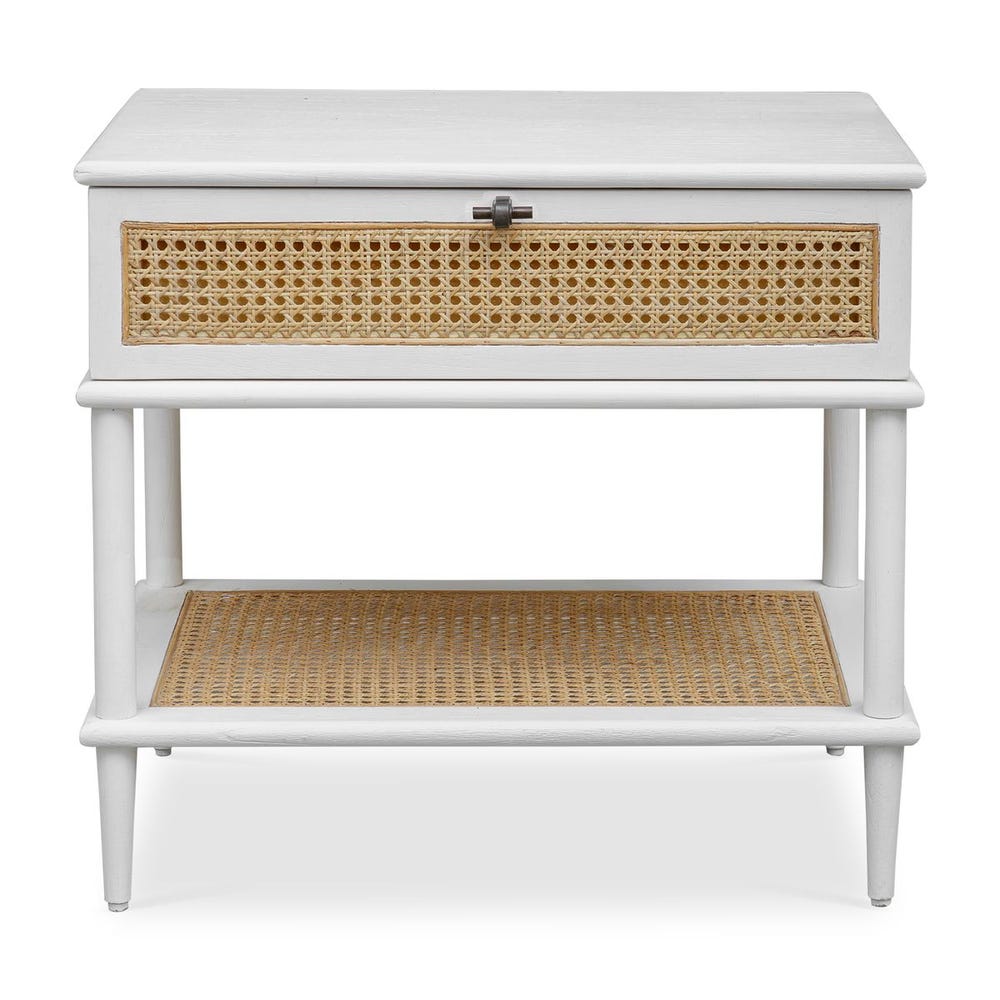 Callan White Rattan Side Table