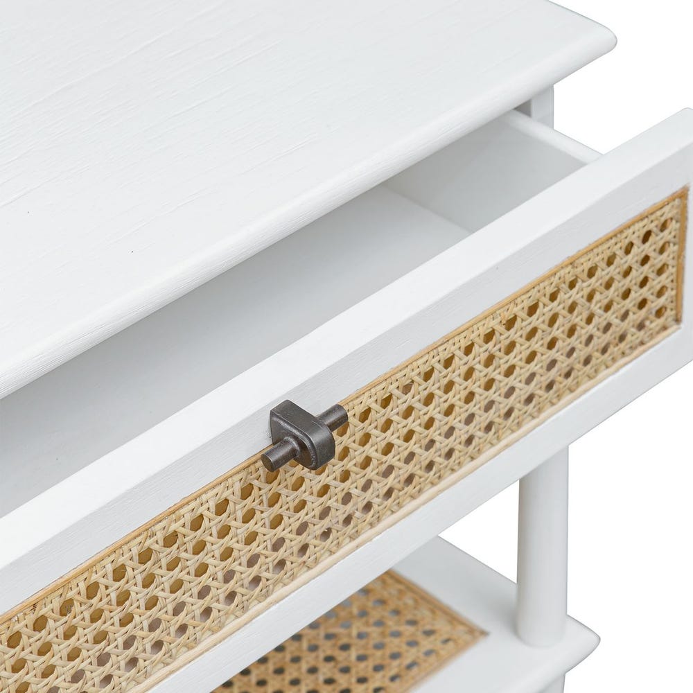 Callan White Rattan Side Table