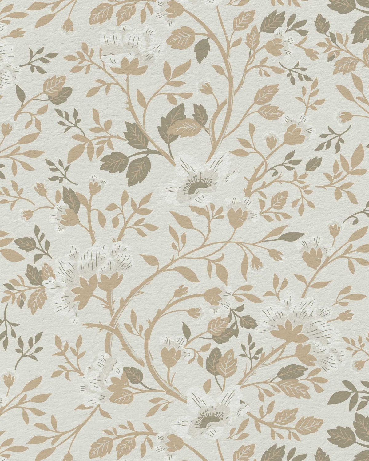 Camellia Study Wallpaper in Natural Linen