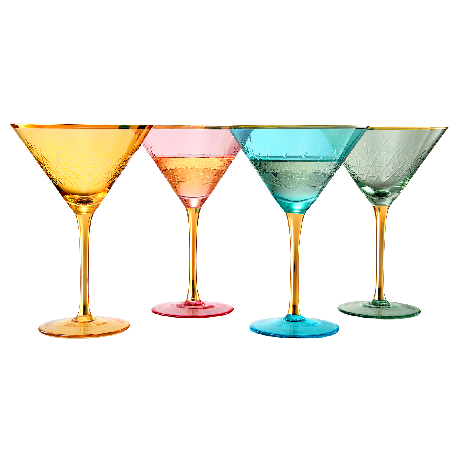 Gold Rimmed Crystal Martini Glasses 10 Oz Set Of 4 Classic Martini Glasses For Cocktails Wine Champa
