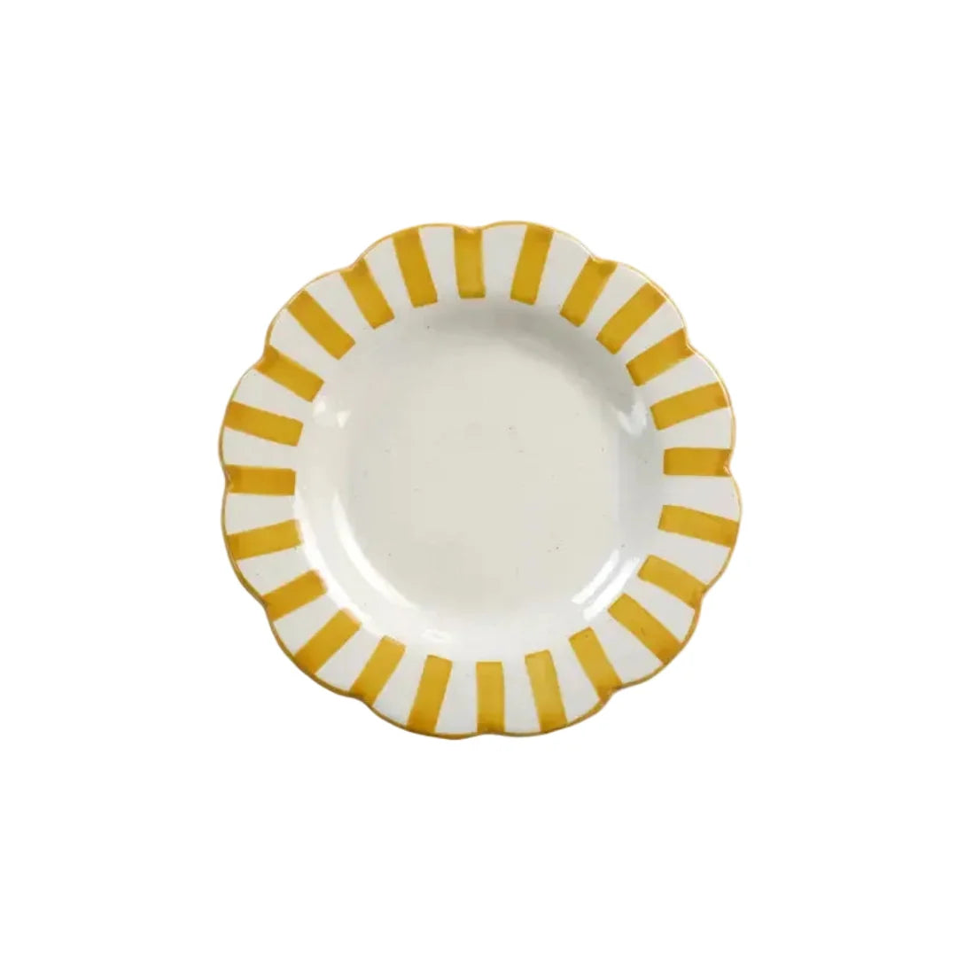 Yellow Stripe Dinner Plate | Handpainted Ceramic (Set of 2)