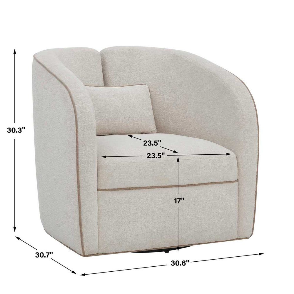 Tova Ecru Chenille Swivel Chair