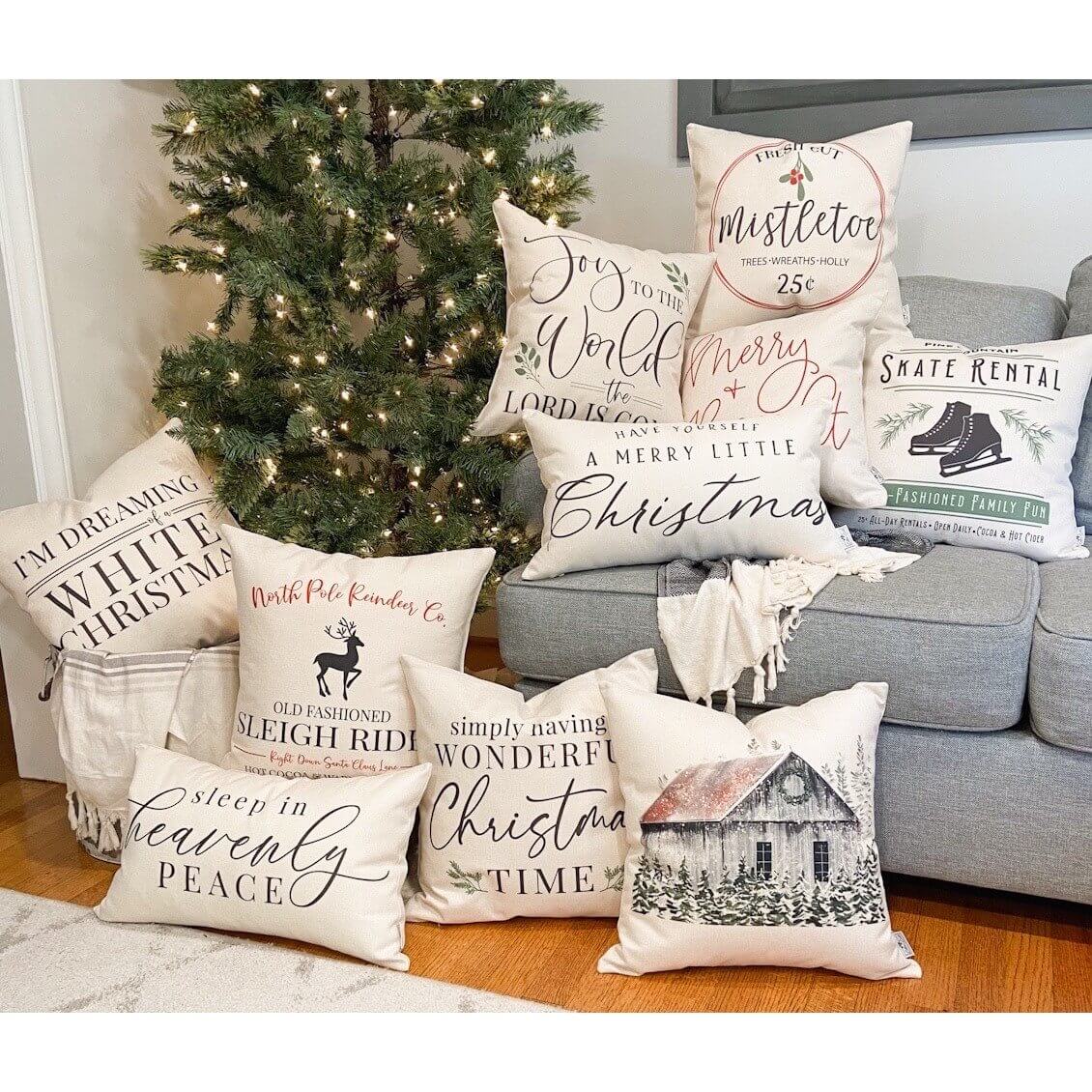 Gray Barn with Trees #13 Pillow Cover 17x17 inch