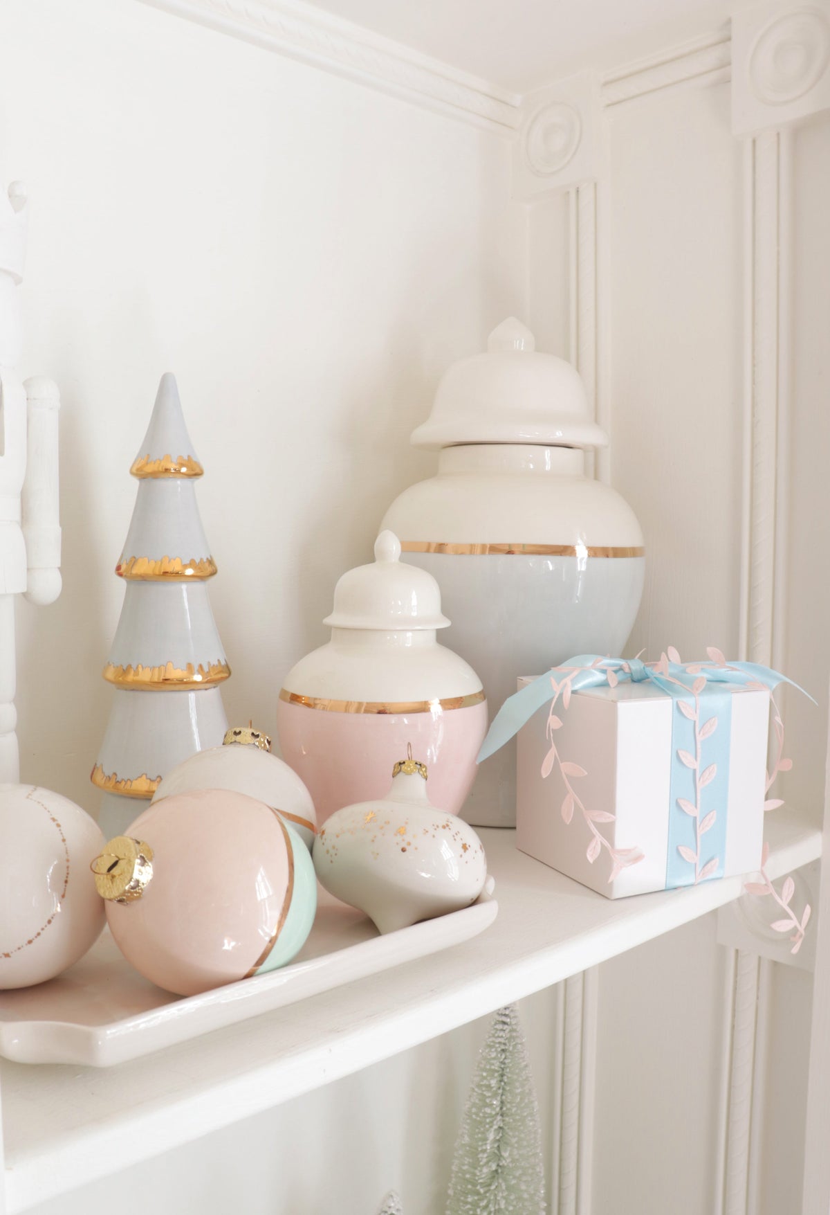 Cherry Blossom Pink Color Block Ginger Jar with Gold Accent