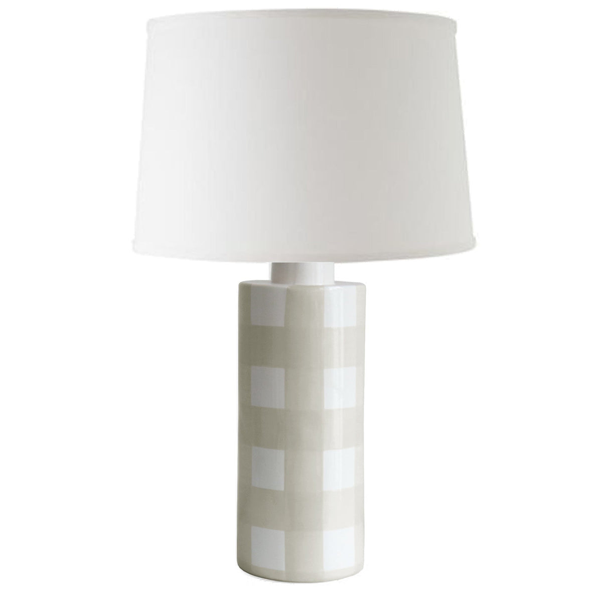 Beige Gingham Column Lamp