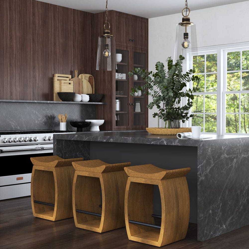Alder Reclaimed Elm Wood Counter Stool
