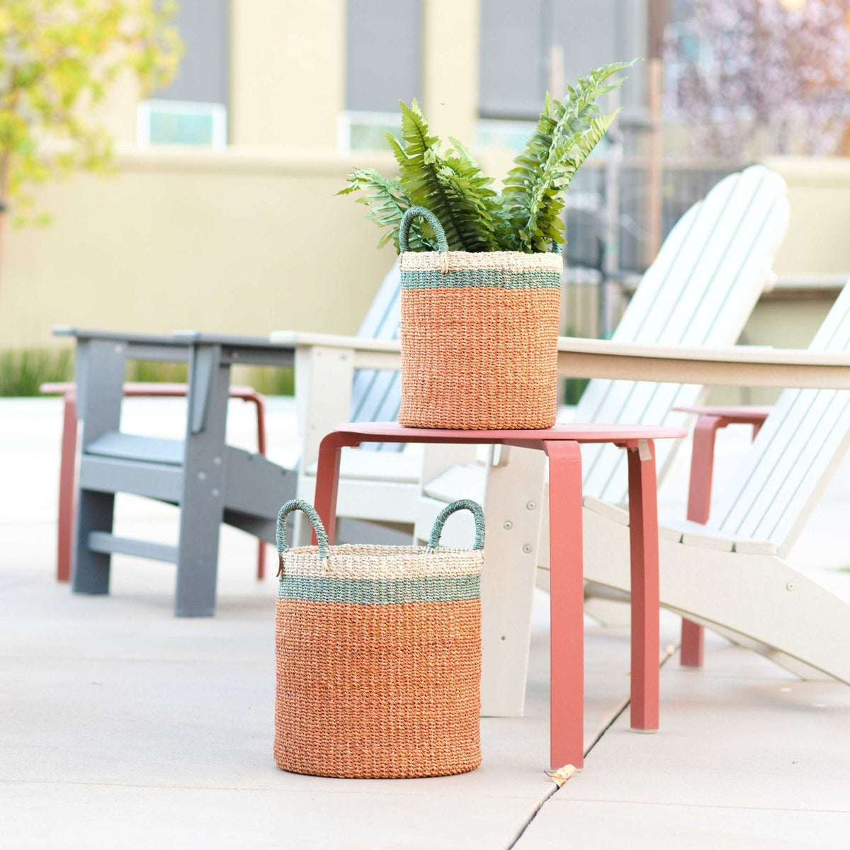 Coral Baskets with Handle, set of 2 - Woven Baskets | LIKHÂ