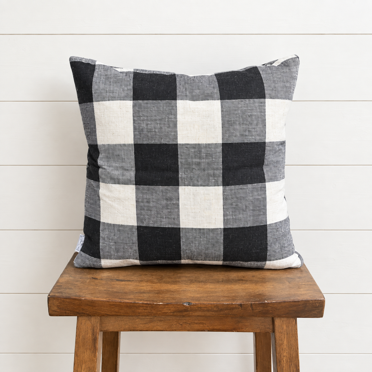Black and White Medium Buffalo Pillow Cover 18x18 | Modern Farmhouse | Designer Pillow | High End Textured Fabric