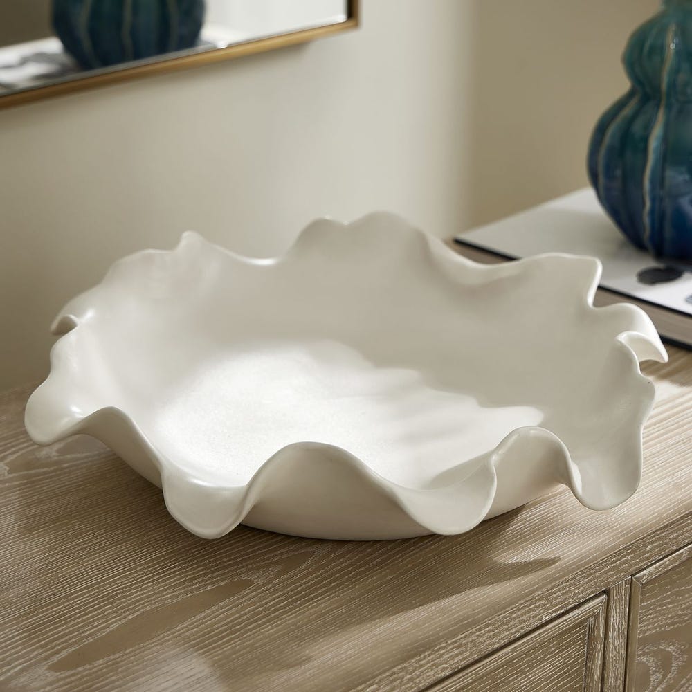 White Ceramic Indoor Outdoor Bowl