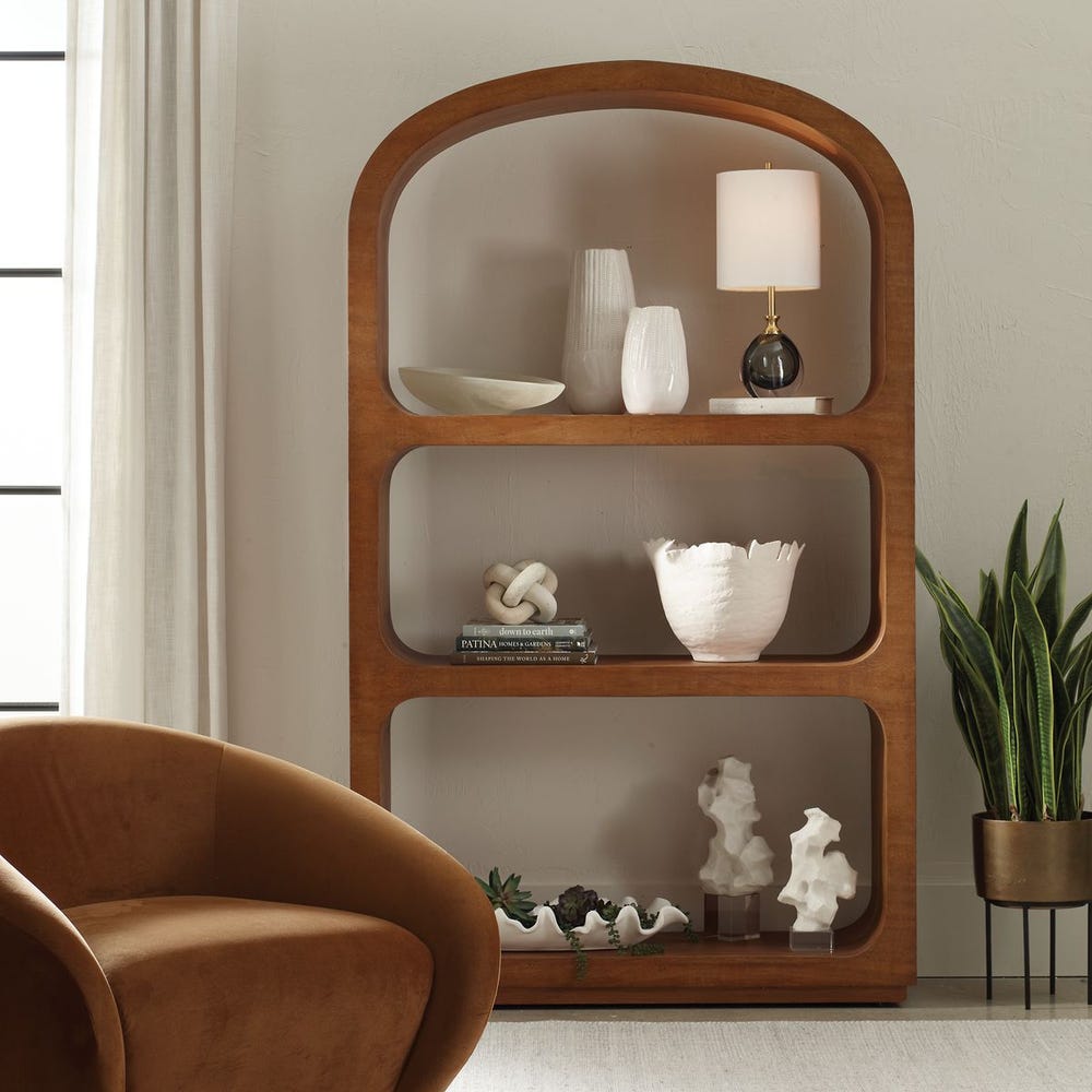 Minimalist Arched Mango Wood Etagere