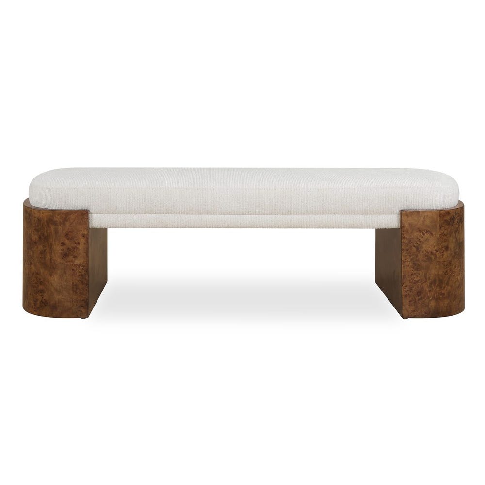 Alderidge Burl Wood Upholstered Bench